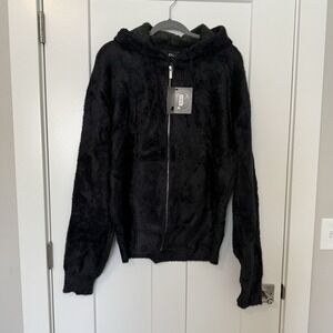 NEW Derschutze Fuzzy Black  Green Zip Up Hoodie Jacket Men's Size XXL NYC To RIO